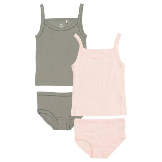 COPENHAGEN COLORS Grey/ Soft Pink Comb. Rib Jersey 2Pack Straptop And Underpants 110