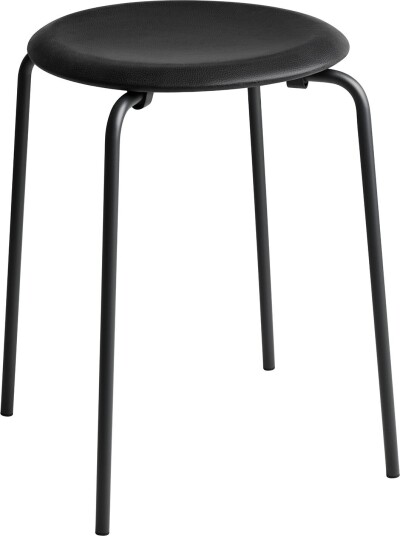 Fritz Hansen - 3170 Dot Läder Intense Black Krakker Arne Jacobsen Svart Lær/metall