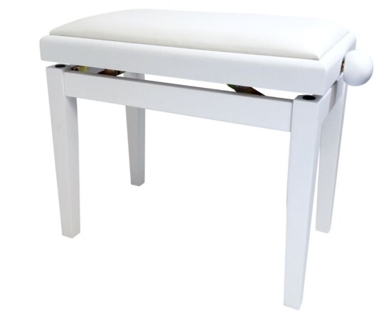 Pulse Piano Benk Deluxe hvit matt justerbar pianokrakk