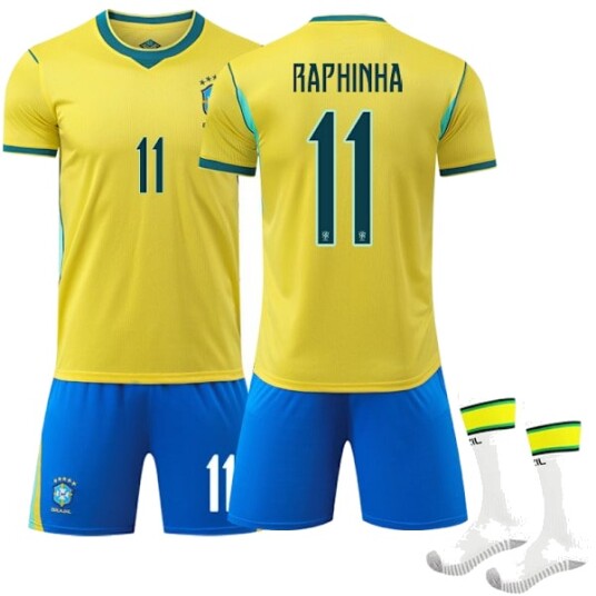 2026 VM Brasil landslag hjemme barn voksen fotballtrøye nr. 11 RAPHINHA