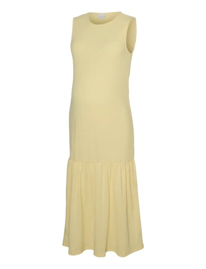 Mamalicious Mlcaileen Sl Jrs Peplum Midi Dress   Yellow   M