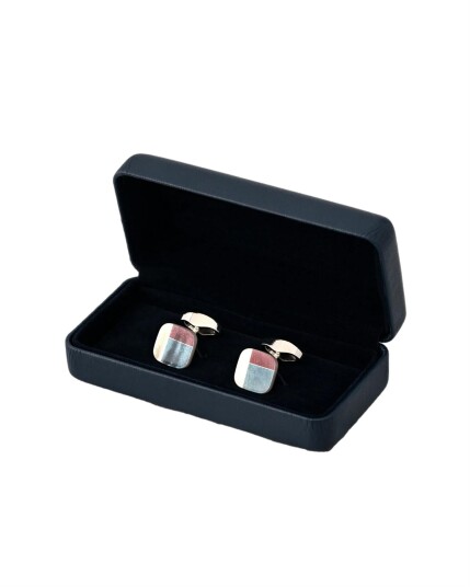 Eton Geometrical MOP Square Cufflinks Mansjettknapper Sølv