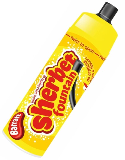 Barratt Sherbet Fountain Liquorice   Sorbetpulver og Lakrisstang