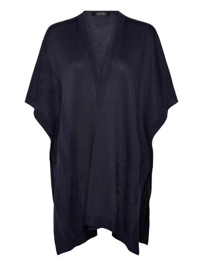 Lauren Ralph Lauren Belting Motif Jacquard Ruana Navy ONE SIZE Lauren Ralph Lauren Belting Motif Jacquard Ruana Navy ONE SIZE