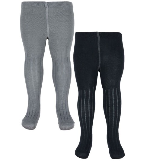 Minymo Stocking - Rib (2-Pack) - Grey - 56-62
