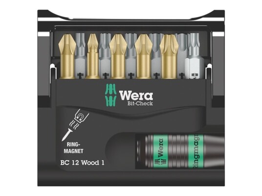 Wera 12 Deler Bit-Check for Tre med Torx, Phillips og Pozidriv
