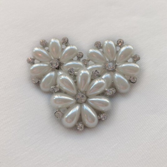 Perleknapp med strass Hvit, 25 mm