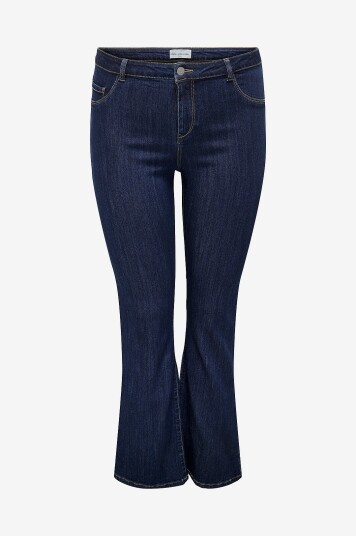 Only Carmakoma   Jeans carThunder Life Mid Push UP Flared   Blå