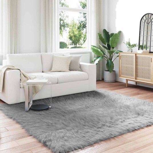 Faux Skinnmatte Tafalla Grå 240 x 240 cm Polyester