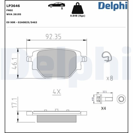 Bremseklosser DELPHI LP3646