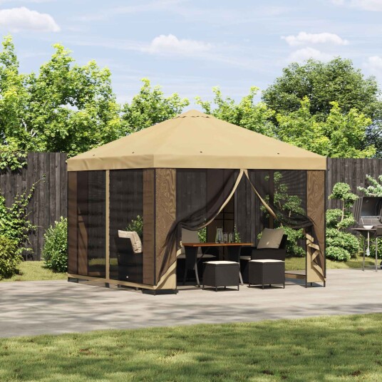 Paviljong 3 x 3 m Krem Polyester og stål 190
