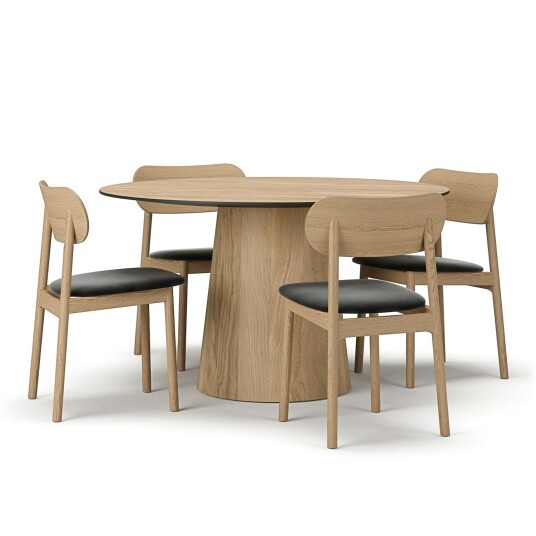 Social/Elephant Spisegruppe Natural Oak / Sort Fløyel