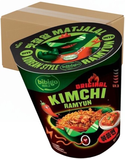 8 stk Original Kimchi Ramyun   Sterk Kimchismak   BIBIGO   Hel Eske 780 gram Korea