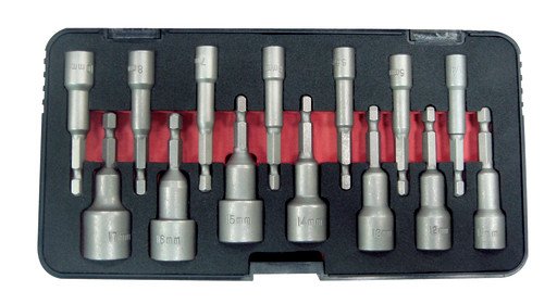 Tecos 14-dels Boltbitsett 5-17 mm med Magnetisk Bitspipe Tecos 14-dels Boltbitsett 5-17 mm med Magnetisk Bitspipe