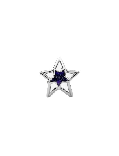 Pandora Platinum Star Openwork Charm - BLUE - One Size