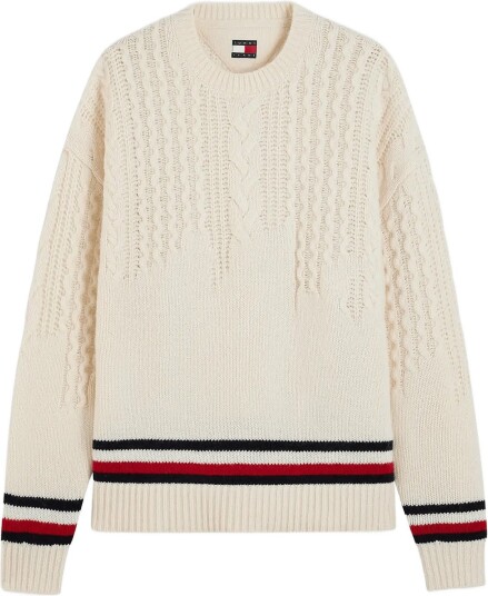 Tommy Jeans Tjw Ovs Placement Cable Sweater Cream L