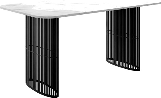 Mirion Spisebord uttrekkbart 160-236 cm - svart / hvit marmor