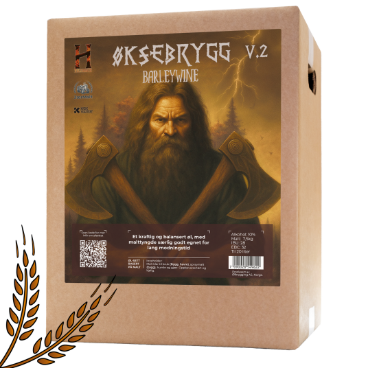 Øksebrygg v2 Barleywine allgrain ølsett collab med Huldrevatn