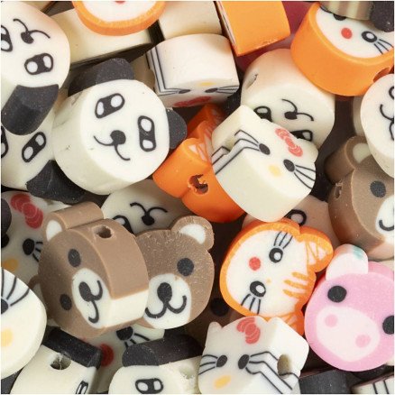 Diverse Figurperler Dyr dia 10 mm hullstr 1,5 mm 60 stk 1 pk