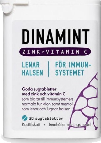 Dinamint vitamin C med sink 30 sugetabletter
