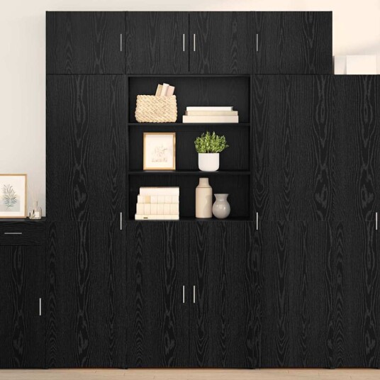 Høyskap Svart Eik 80 x 42,5 x 185 cm Konstruert tre