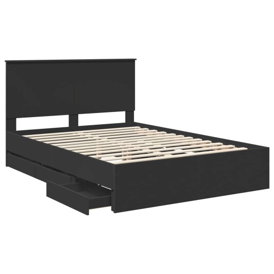 Sengestamme med skuff Svart 135 x 190 cm Ingeniørtre