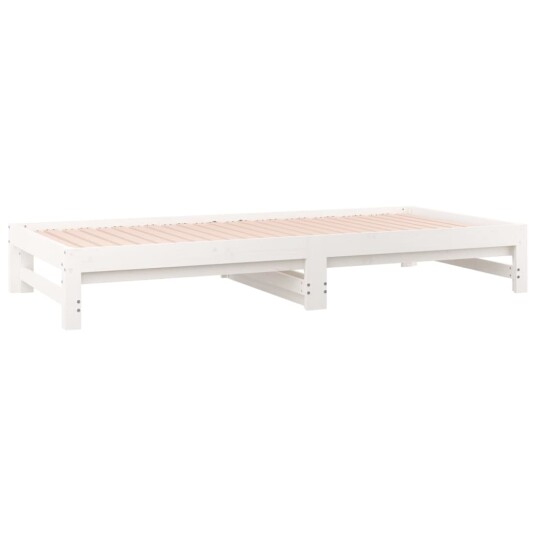 vidaXL Uttrekkbar dagseng hvit 2x(90x190) cm heltre furu