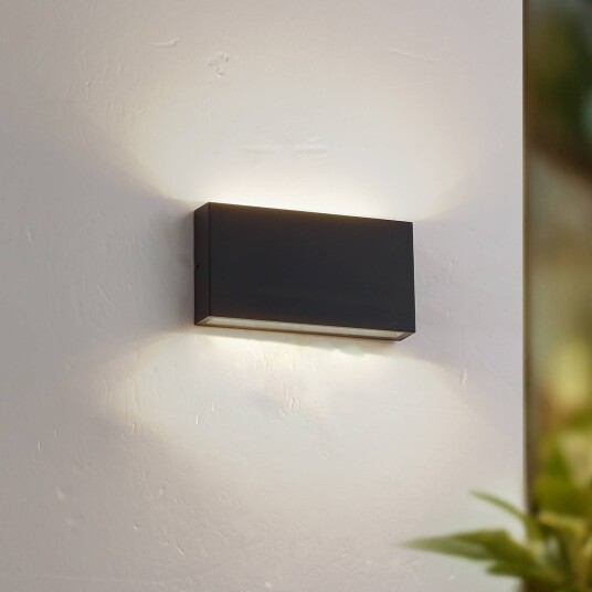 Lindby utendørs LED-vegglampe Jarte svart metall 17 cm IP54