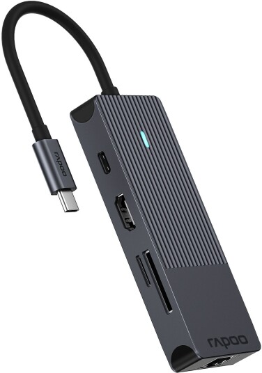 RAPOO UCM 2004 8 i 1 USB C Multiport Adapter hub sort RAPOO UCM 2004 8 i 1 USB C Multiport Adapter hub sort