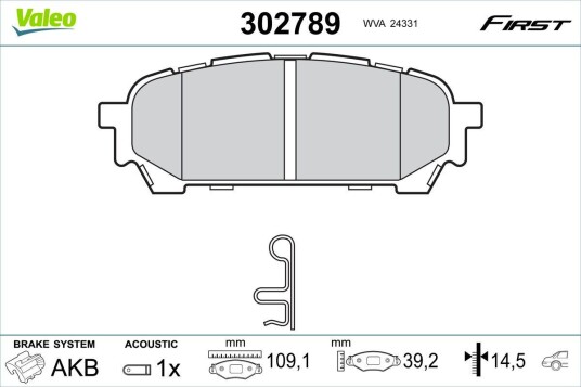 Bremseklosser VALEO 302789