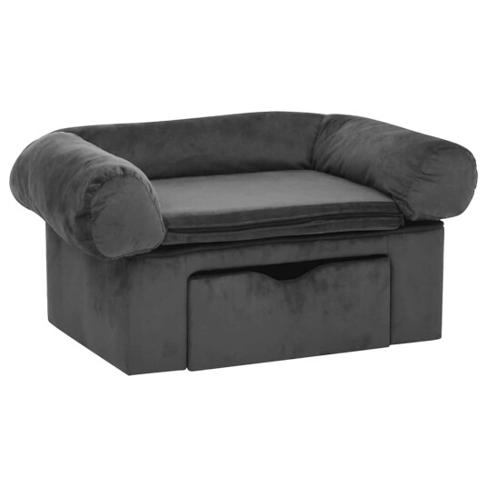 Vidaxl Hundesofa Med Skuff Mørkegrå 75X50X38 cm Plysj