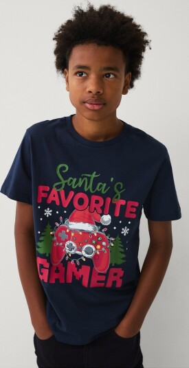 Ellos Collection - T-skjorte med julemotiv - Blå