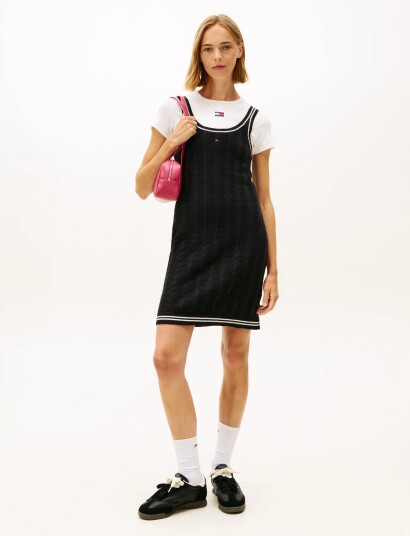 Tommy Jeans Tjw Flag Cable Sweater Dress Black S