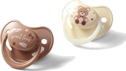 BabyOno 167001 Anatomisk Silikonsmokk 0-6 mnd brun/beige 2 pk BabyOno 167001 Anatomisk Silikonsmokk 0-6 mnd brun/beige 2 pk