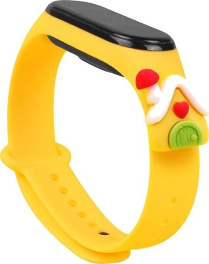 Strap Xmas for Xiaomi Mi Band 5 / 6 Christmas Silicone Strap Armbånd med hus Gul