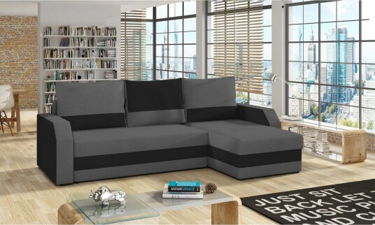 Seksjon Eltap Giulio 239x150x86 cm Alova 36 Alova 04 Grå Svart