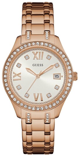 Guess Dameklokke W0848L3 Dress Sølvfarget/Rose gulltonet stål Ø37
