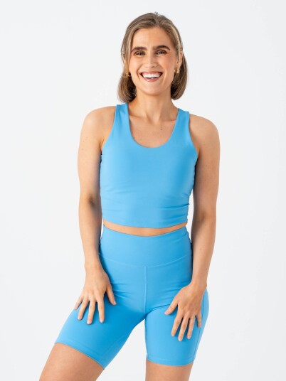 Twentyfour Nina Crop Tanktop Blå 40 Twentyfour Nina Crop Tanktop Blå 40