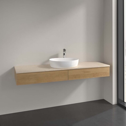 Villeroy & Boch Antao Servantskap med 2 skuffer 160x50x19 cm u/lys Eik/Crème Villeroy & Boch Antao Servantskap med 2 skuffer 160x50x19 cm u/lys Eik/Crème