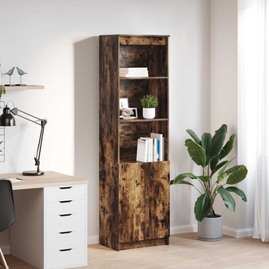 Highboard røkt eik 50x35x180 cm konstruert tre Highboard røkt eik 50x35x180 cm konstruert tre