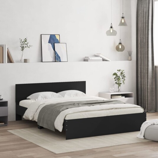 vidaXL Sengeramme med sengegavl svart 150x200 cm 8721012246942