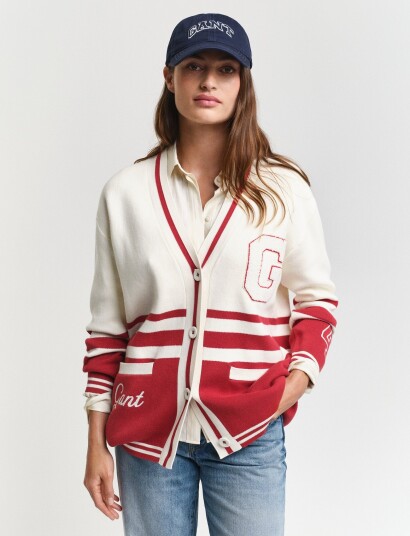 GANT Gant Varsity Cardigan Red XL/XXL