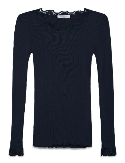 Rosemunde Rwbabette Silk Ls Lace T-Shirt - Navy - XS