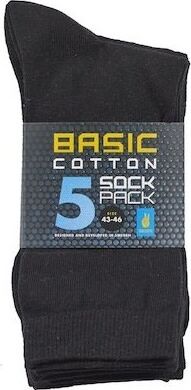 Seger Basic Cotton Sock 5-pack Black 39-42, Black