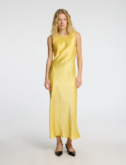 Selected Slfselene Sl Cowl Back Midi Dress B - Yellow - 40