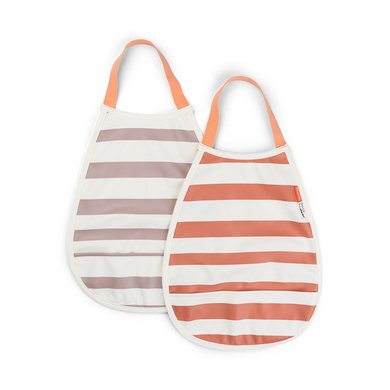 Done by Deer ™ pull-over smekke 2-pakning Stripes papaya / rosa Done by Deer ™ pull-over smekke 2-pakning Stripes papaya / rosa