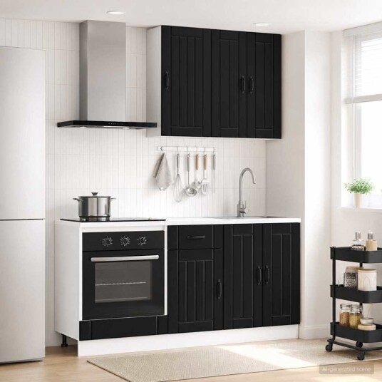vidaXL Kjøkken enhet LUCCA 5 pcs Svart Konstruert tre vidaXL Kjøkken enhet LUCCA 5 pcs Svart Konstruert tre
