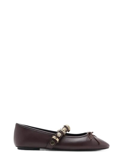 Mango Ballet Pump With Metallic Strap Details Burgundy 38 Mango Ballet Pump With Metallic Strap Details Burgundy 38