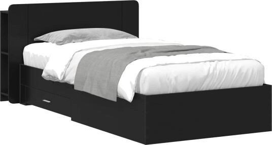  Sengeramme med oppbevaring Svart 75 x 190 cm Konstruert tre