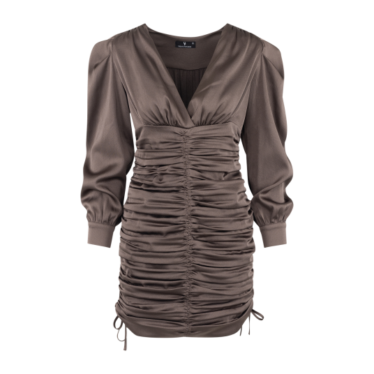 Kiki Dress Chocolate Brown M Gathered satin dress Kiki Dress Chocolate Brown M Gathered satin dress